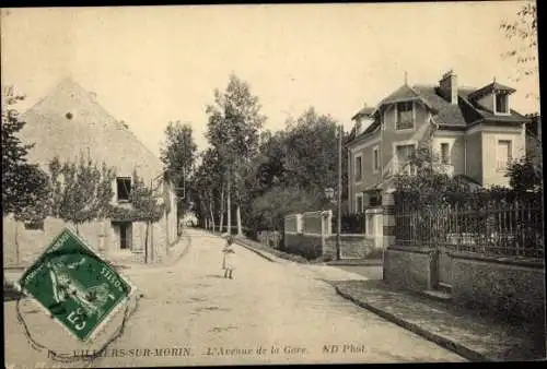 Ak Villiers-sur-Morin Seine et Marne, L'Avenue de la Gare