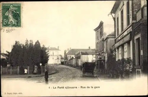Ak La Ferté-sous-Jouarre Seine-et-Marne, Rue de la gare