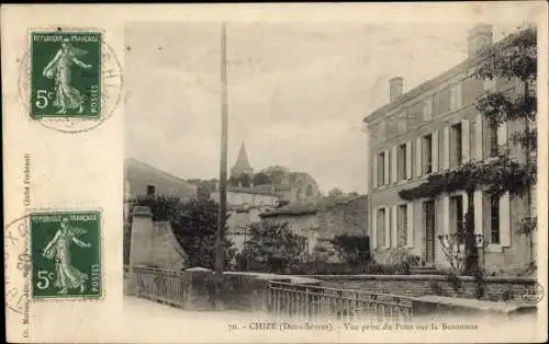 Ak Chizé Deux Sèvres, Vue prise du Pont sur la Boutonne