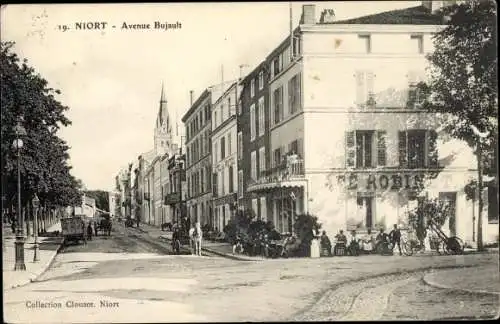 Ak Niort Deux Sèvres, Avenue Bujault, Kutschen, Café Robinet