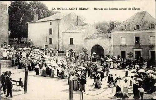 Ak La Mothe Saint Héray Deux Sèvres, Mariage des Rosieres sortant de l´Eglise