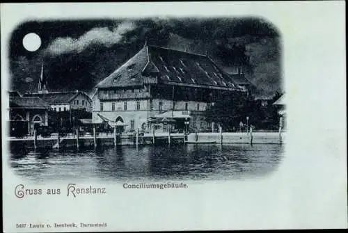 Mondschein Ak Konstanz am Bodensee, Conciliumsgebäude