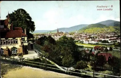 Relief Ak Freiburg im Breisgau, Panorama vom Loretto