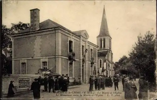 Ak Saint Jean de la Croix Maine et LoireLa Mairie et L´Église