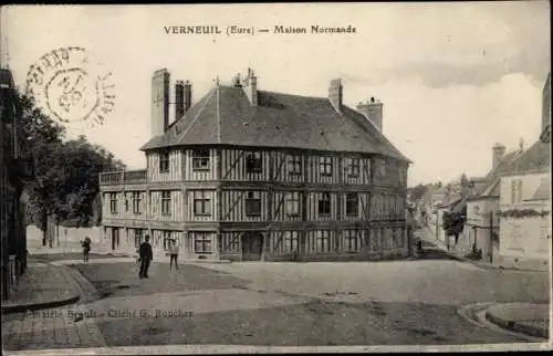 Ak Verneuil Eure, Maison Normande, Carrefour