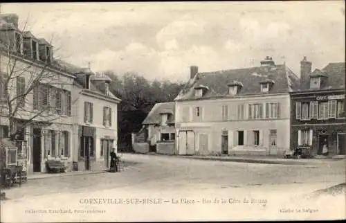 Ak Corneville sur Risle Eure, La Place, Bas de la Côte de Rouen