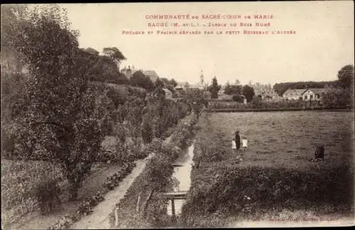 Ak Baugé Maine et Loire, Communauté du Sacré Coeur de Marie, Jardin du Bois Hubé, vue d'oiseau