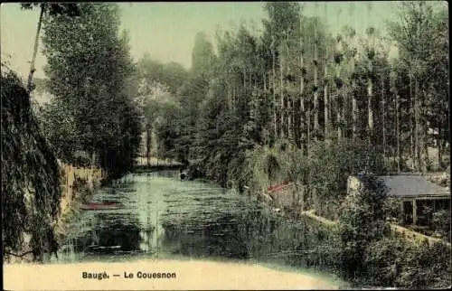 Ak Baugé Maine et Loire, Le Couesnon, bateau, forêt