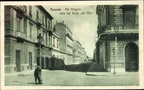 Ak Tarent Taranto Puglia, Via Pitagora vista dal Corso due Mari