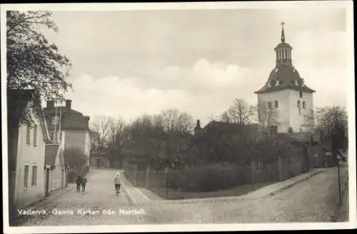 Ak Västervik Westervik Schweden, Gamla Kyrkan fran Norrtull