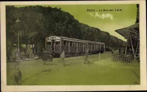 Ak Tunis Tunesien, La Gare des TGM, Bahnhof, Gleisseite