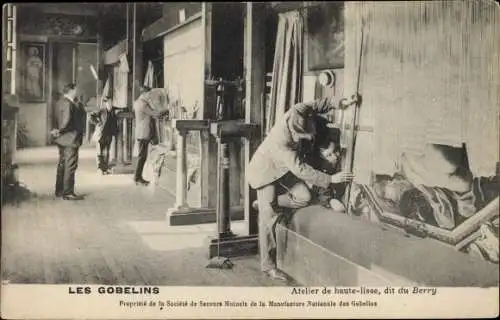 Ak Les Gobelins, Atelier de haute lisse, dit du Berry, Teppichweber