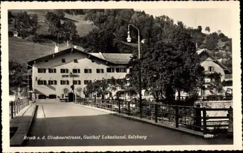 Ak Bruck an der Großglocknerstraße in Salzburg, Gasthof Lukashansl, Außenansicht