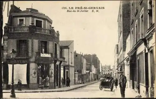 Ak Le Pre Saint Gervais Seine Saint Denis, Rue du 14 Juillet