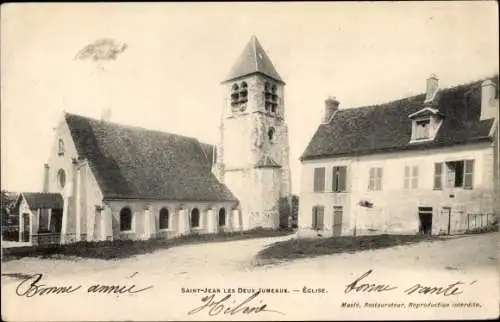 Ak Saint Jean les Deux Jumeaux Seine et Marne, Église