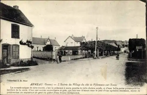 Ak Armeau Yonne, L'Entree du Village du cote de Villeneuve sur Yonne