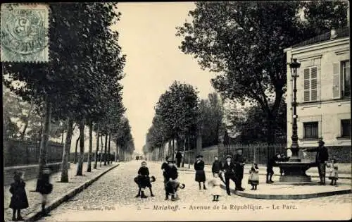 Ak Malakoff Hauts de Seine, Avenue de la Republique, Le parc