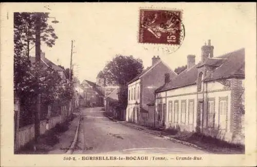 Ak Egriselles le Bocage Yonne, Grande Rue