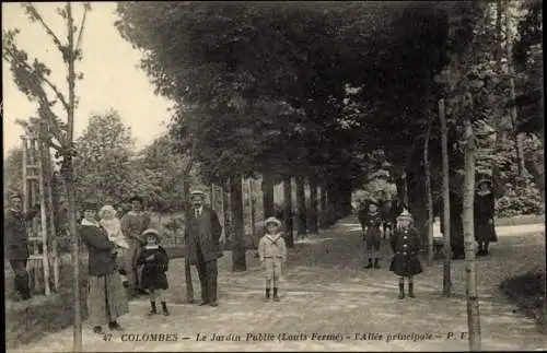 Ak Colombes Hauts de Seine, Le Jardin Publie, L'Allee principale