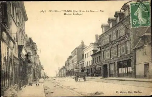 Ak Bourg Achard Eure, Grande Rue, Maison Fontaîne