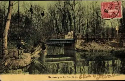 Ak Mennecy Essonne, Pont Brûlé