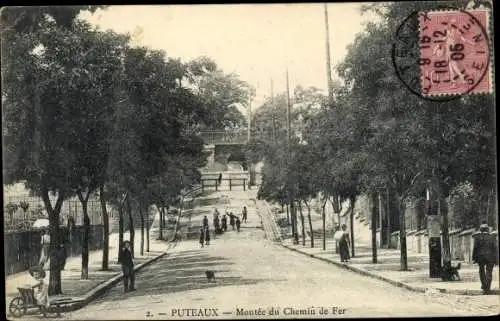 Ak Puteaux Hauts de Seine, Montée du Chemin de Fer