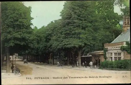 Ak Puteaux Hauts de Seine, Station des Tramways du Bois de Boulogne
