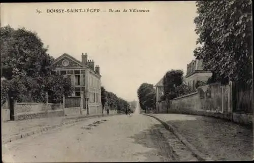Ak Boissy Saint Leger Val de Marne, Route de Villeneuve