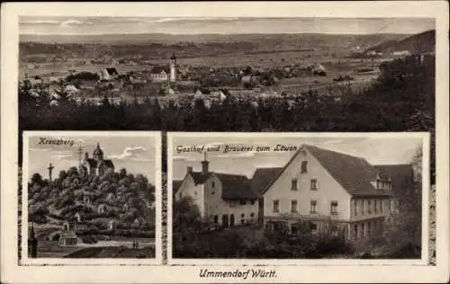Ak Ummendorf  Baden Württemberg, Gasthof und Brauerei zum Löwen, Kreuzberg, Totalansicht