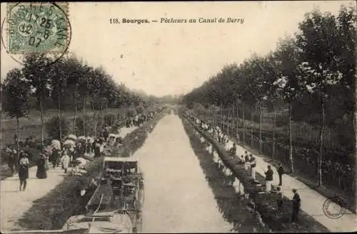 Ak Bourges Cher, Pecheurs au Canal de Berry