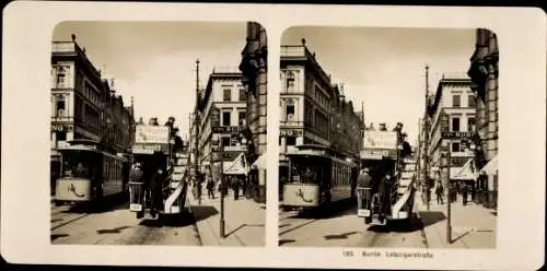 Stereo Foto Berlin Mitte, Leipziger-Straße, Straßenbahnen