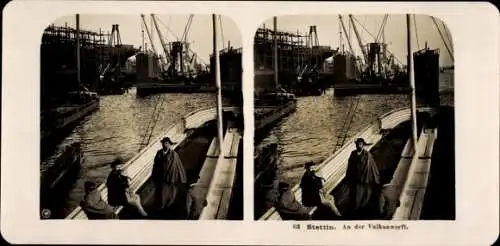 Stereo Foto Szczecin Stettin Pommern, An der Vulkanwerft