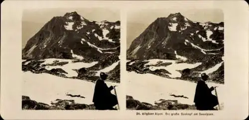 Stereo Foto Allgäuer Alpen, Der große Seekopf am Seealpsee