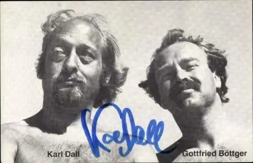 Ak Komponist Gottfried Böttger, Komiker und Fernsehmoderator Karl Dall, Portrait, Autogramm