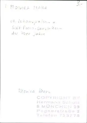 Ak Schauspielerin Monica Marc, Portrait, Autogramm