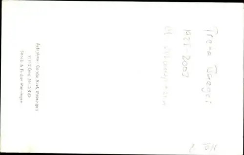 Ak Schauspielerin Greta Baeger, Portrait, Autogramm