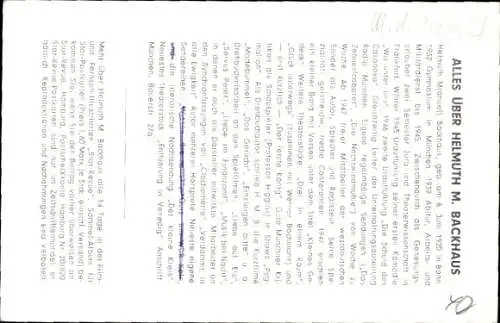 Ak Schauspieler Helmuth M. Backhaus, Portrait, Autogramm