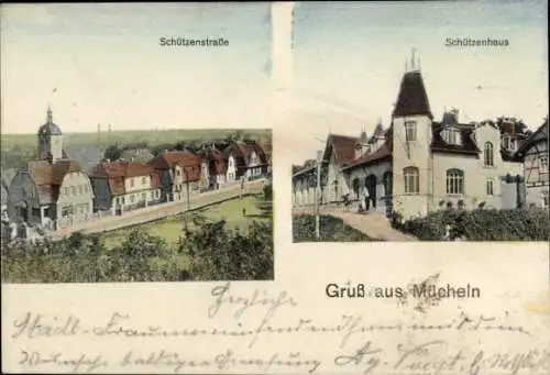 Ak Mücheln im Saalekreis, Schützenstraße, Schützenhaus