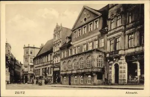 Ak Zeitz im Burgenlandkreis, Altmarkt, Geschäftshäuser