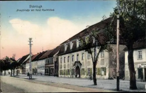 Ak Dobrilugk Doberlug Kirchhain in Brandenburg, Hauptstraße, Hotel Rautenstock
