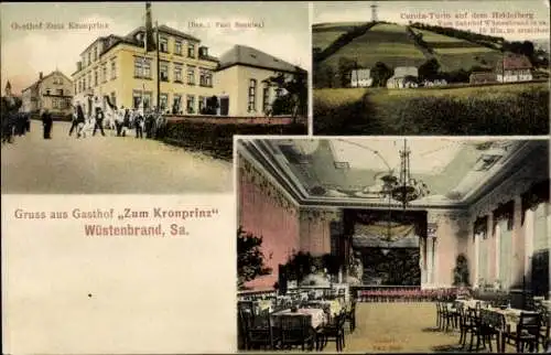 Ak Wüstenbrand Hohenstein Ernstthal Sachsen, Gasthaus zum Kronprinz, Carola-Turm Heidelberg