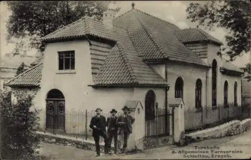 Ak Schlettau im Erzgebirge Sachsen, Turnhalle, Allg. Turnverein