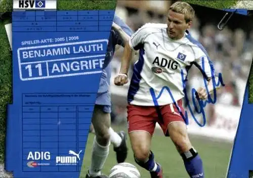 Autogrammkarte Fußball, Benjamin Lauth, Hamburger SV, Autogramm