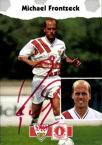 Autogrammkarte Fußball, Michael Frontzeck, VfB Stuttgart, Autogramm