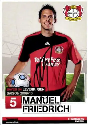 Autogrammkarte Fußball, Manuel Friedrich, Bayer Leverkusen, Autogramm