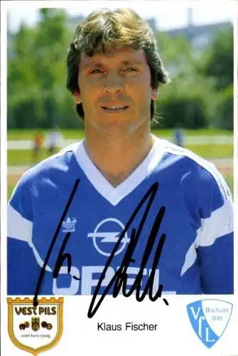 Autogrammkarte Fußball, Klaus Fischer, VfL Bochum, Autogramm