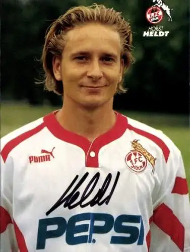 Autogrammkarte Fußball, Horst Heldt, 1. FC Köln, Autogramm