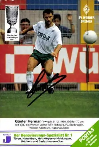 Ak Fußball, Günter Hermann, Werder Bremen, Autogramm