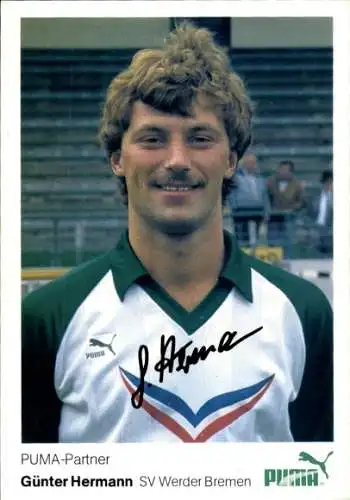 Autogrammkarte Fußball, Günter Hermann, Werder Bremen, Autogramm