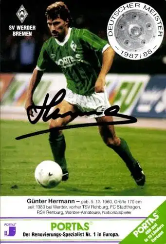 Ak Fußball, Günter Hermann, Werder Bremen, Autogramm